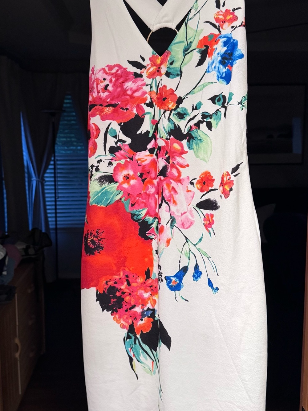 Floral White Sleeveless Accent Dress